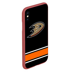 Чехол iPhone XS Max матовый Anaheim Ducks Selanne, цвет: 3D-красный — фото 2
