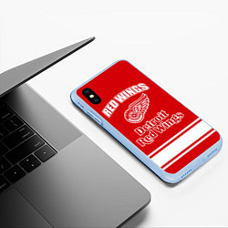 Чехол iPhone XS Max матовый Detroit red wings, цвет: 3D-голубой — фото 2
