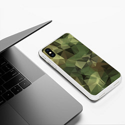 Чехол iPhone XS Max матовый Полигональный камуфляж, цвет: 3D-белый — фото 2