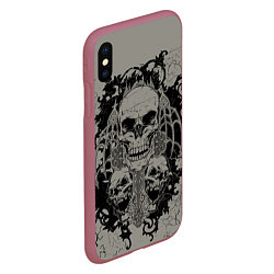 Чехол iPhone XS Max матовый Skulls, цвет: 3D-малиновый — фото 2