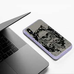 Чехол iPhone XS Max матовый Skulls, цвет: 3D-светло-сиреневый — фото 2