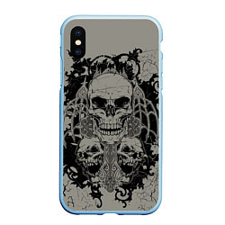 Чехол iPhone XS Max матовый Skulls, цвет: 3D-голубой