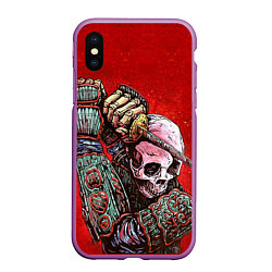 Чехол iPhone XS Max матовый Скелет, цвет: 3D-фиолетовый