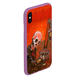 Чехол iPhone XS Max матовый Скелет с гитарой, цвет: 3D-фиолетовый — фото 2