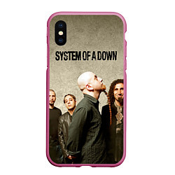 Чехол iPhone XS Max матовый System of a Down, цвет: 3D-малиновый