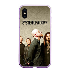 Чехол iPhone XS Max матовый System of a Down, цвет: 3D-сиреневый