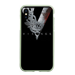 Чехол iPhone XS Max матовый Vikings Emblem, цвет: 3D-салатовый