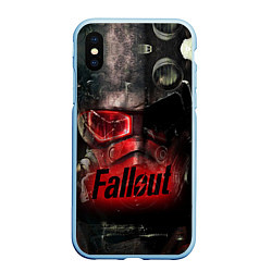 Чехол iPhone XS Max матовый Fallout Red, цвет: 3D-голубой