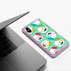 Чехол iPhone XS Max матовый Drop Dead: Kitty Heads, цвет: 3D-сиреневый — фото 2
