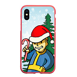 Чехол iPhone XS Max матовый Fallout Christmas, цвет: 3D-красный