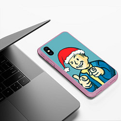 Чехол iPhone XS Max матовый Fallout New Year, цвет: 3D-розовый — фото 2