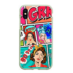 Чехол iPhone XS Max матовый POP ART, цвет: 3D-салатовый