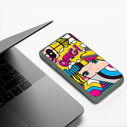 Чехол iPhone XS Max матовый POP ART, цвет: 3D-темно-зеленый — фото 2