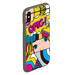 Чехол iPhone XS Max матовый POP ART, цвет: 3D-темно-зеленый — фото 2