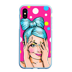 Чехол iPhone XS Max матовый POP ART, цвет: 3D-голубой