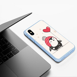 Чехол iPhone XS Max матовый Влюбленный пингвин, цвет: 3D-голубой — фото 2