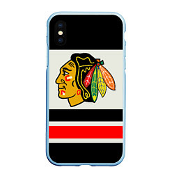 Чехол iPhone XS Max матовый Chicago Blackhawks, цвет: 3D-голубой