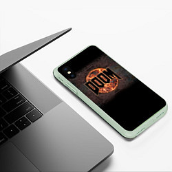 Чехол iPhone XS Max матовый DOOM Fire, цвет: 3D-салатовый — фото 2