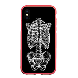 Чехол iPhone XS Max матовый Скелет, цвет: 3D-красный