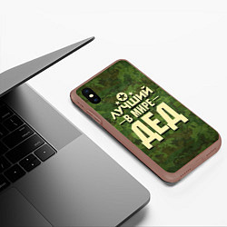 Чехол iPhone XS Max матовый Лучший в мире дед, цвет: 3D-коричневый — фото 2