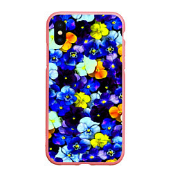 Чехол iPhone XS Max матовый Синие цветы, цвет: 3D-баблгам