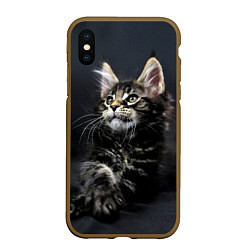 Чехол iPhone XS Max матовый Кошечка, цвет: 3D-коричневый