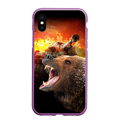 Чехол iPhone XS Max матовый Защитник, цвет: 3D-фиолетовый