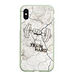 Чехол iPhone XS Max матовый Train hard, цвет: 3D-салатовый