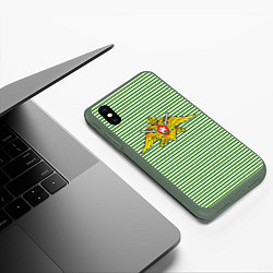 Чехол iPhone XS Max матовый Тельняшка ПВ РФ, цвет: 3D-темно-зеленый — фото 2