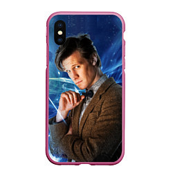 Чехол iPhone XS Max матовый 11th Doctor Who, цвет: 3D-малиновый