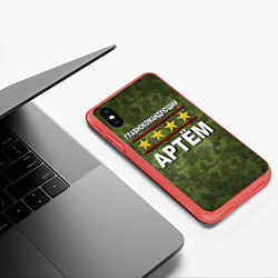 Чехол iPhone XS Max матовый Главнокомандующий Артём, цвет: 3D-красный — фото 2