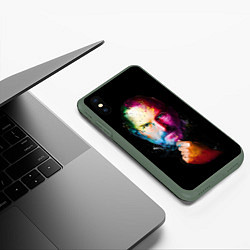 Чехол iPhone XS Max матовый Стив Джобс, цвет: 3D-темно-зеленый — фото 2