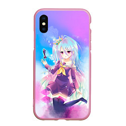 Чехол iPhone XS Max матовый No Game No Life, цвет: 3D-розовый