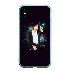 Чехол iPhone XS Max матовый Michael Jackson, цвет: 3D-мятный