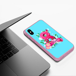 Чехол iPhone XS Max матовый Восьмерка и колибри, цвет: 3D-розовый — фото 2