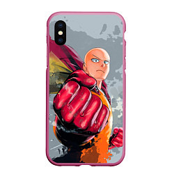 Чехол iPhone XS Max матовый One Punch Man Fist, цвет: 3D-малиновый