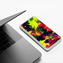 Чехол iPhone XS Max матовый Кислотный взрыв, цвет: 3D-салатовый — фото 2