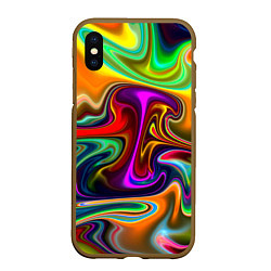 Чехол iPhone XS Max матовый Неоновые разводы, цвет: 3D-коричневый