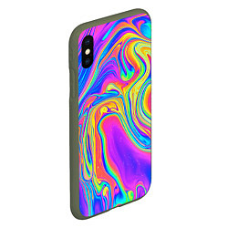 Чехол iPhone XS Max матовый Цветные разводы, цвет: 3D-темно-зеленый — фото 2