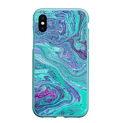 Чехол iPhone XS Max матовый Смесь красок, цвет: 3D-мятный