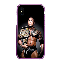 Чехол iPhone XS Max матовый Dwayne Johnson, цвет: 3D-фиолетовый