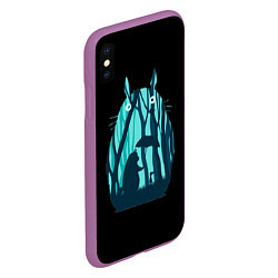 Чехол iPhone XS Max матовый Тоторо в лесу, цвет: 3D-фиолетовый — фото 2