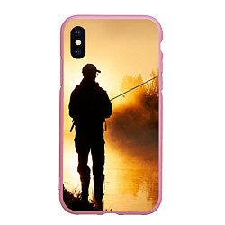 Чехол iPhone XS Max матовый Вечерний рыбак, цвет: 3D-розовый