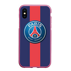 Чехол iPhone XS Max матовый Paris Saint-German, цвет: 3D-малиновый