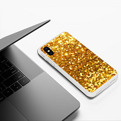 Чехол iPhone XS Max матовый Золотое мерцание, цвет: 3D-белый — фото 2