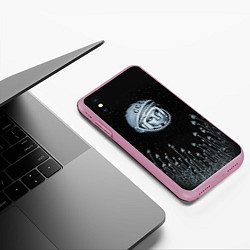 Чехол iPhone XS Max матовый Гагарин в небе, цвет: 3D-розовый — фото 2