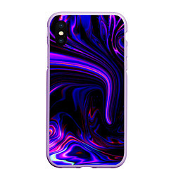 Чехол iPhone XS Max матовый Цветные разводы, цвет: 3D-сиреневый