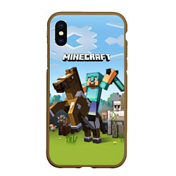 Чехол iPhone XS Max матовый Minecraft Rider, цвет: 3D-коричневый