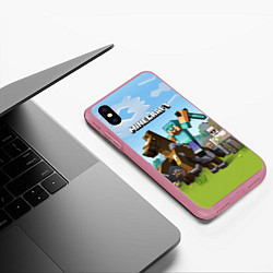 Чехол iPhone XS Max матовый Minecraft Rider, цвет: 3D-малиновый — фото 2