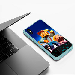 Чехол iPhone XS Max матовый Minecraft, цвет: 3D-мятный — фото 2
